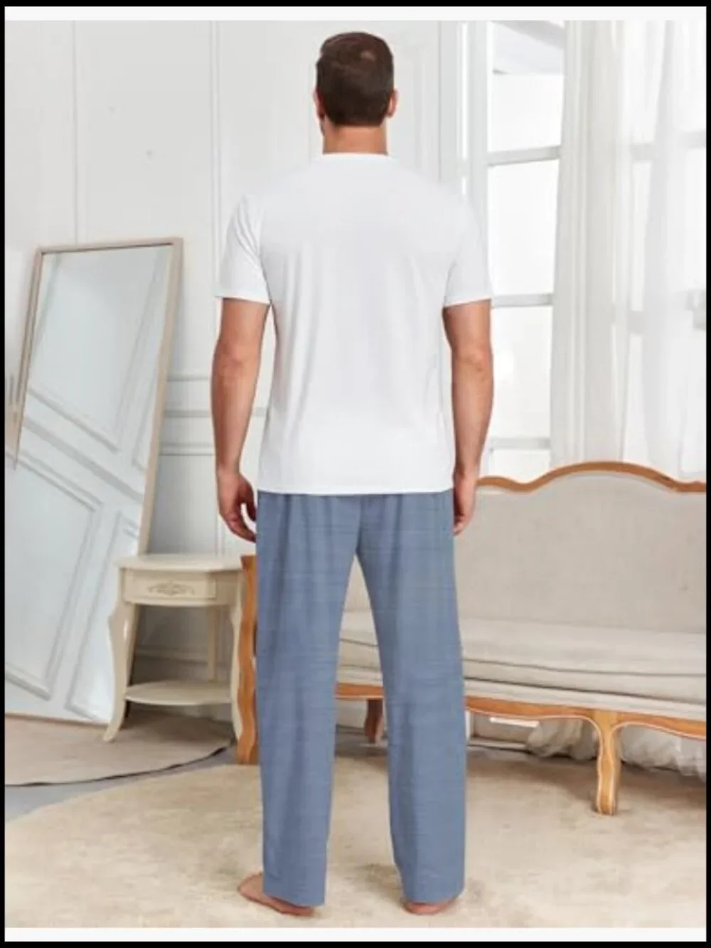 Cotton-Blend 3-Piece Pajama Set with Pockets, Loose Fit Sleepwear